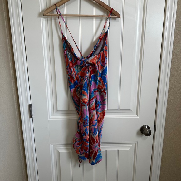 Dress Forum Mini Dress Floral Print Cowl Neck Ruched Bodycon Medium - Picture 7 of 9